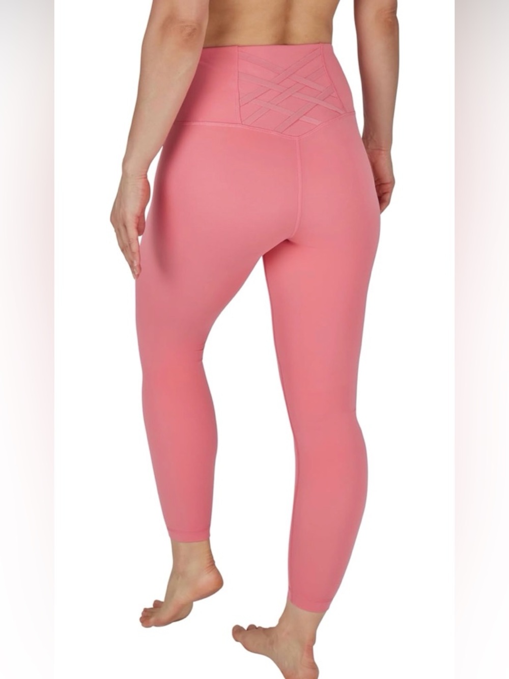 Yogalicious Pink High-Waist Crisscross Detail Leggings